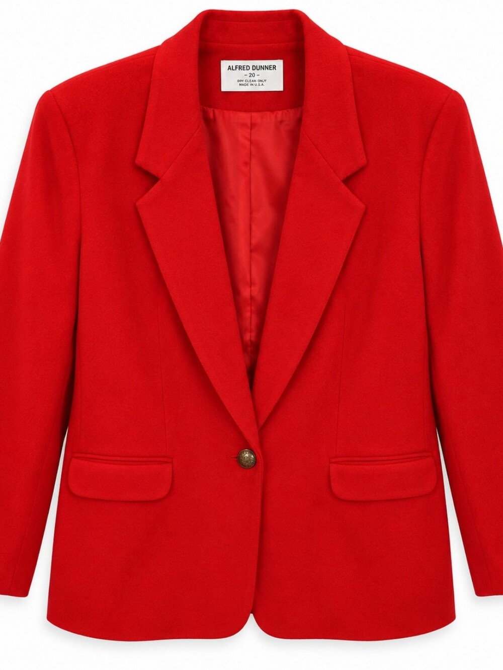 Vintage Alfred Dunner Red 100% Wool Blazer Size 20 Made USA